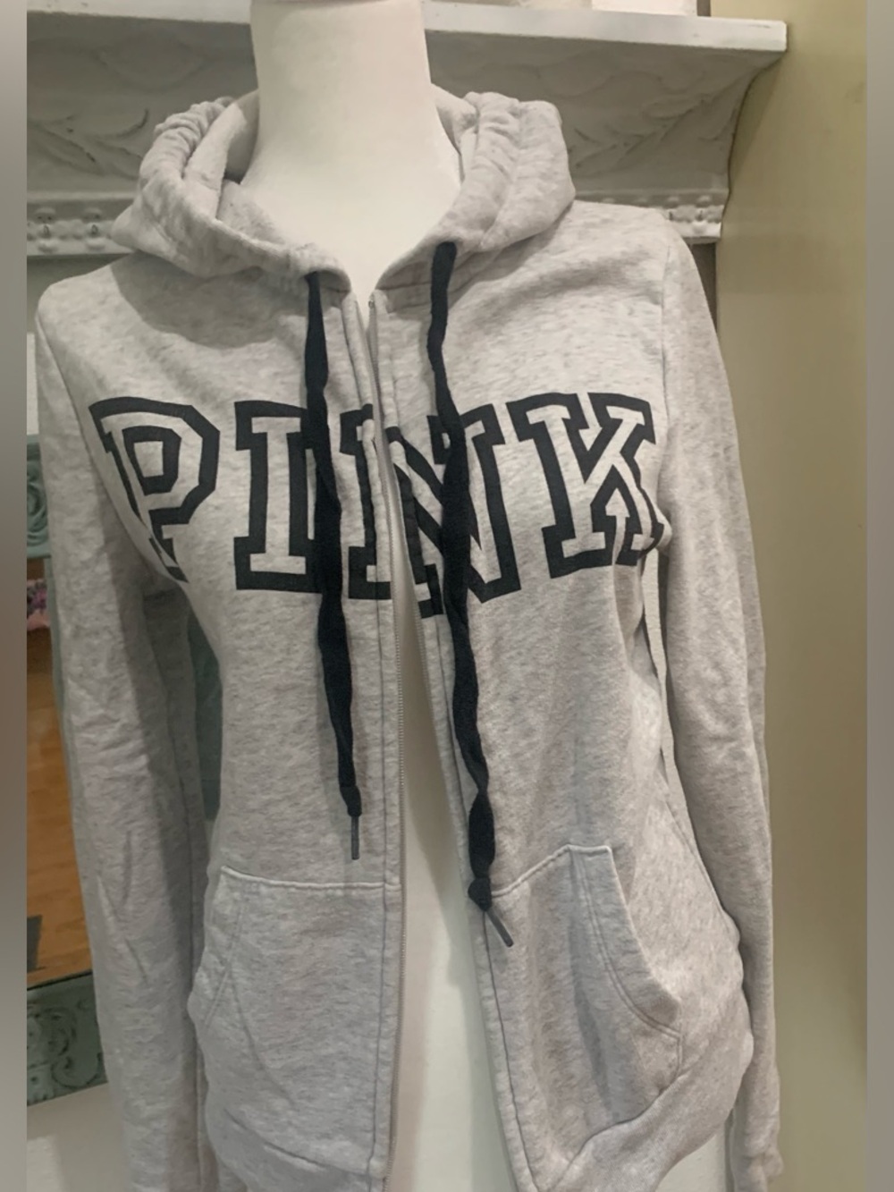 PINK Victoria's Secret Light Gray Zip Hoodie (XS)
